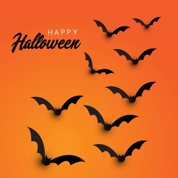 Halloween Bakgrund Med Flygande Fladdermöss Design — Stock vektor
