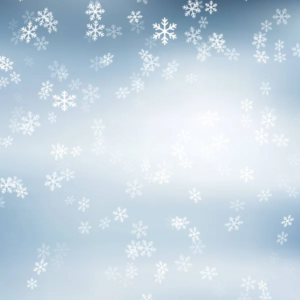 Kerstmis Achtergrond Van Vallende Sneeuwvlokken — Stockvector