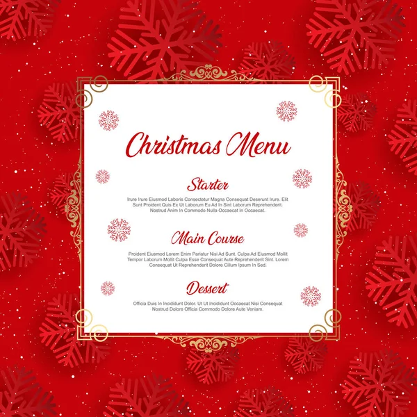 Menu Noël Avec Design Décoratif Flocon Neige — Image vectorielle