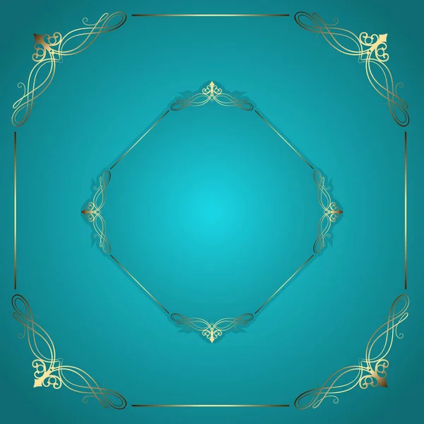 Decorative Frame Background Gold Teal Colours — Stock Vector