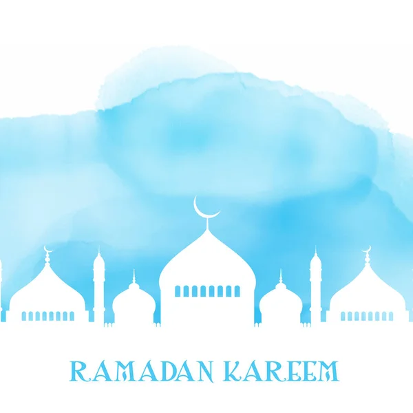 Ramadankareem Fondo Con Silueta Mezquita Una Textura Acuarela — Vector de stock