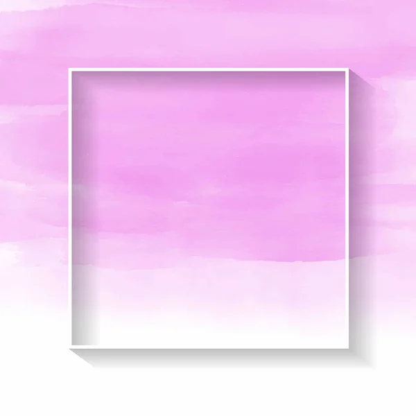 White Square Frame Pink Watercolour Texture — Stock Vector
