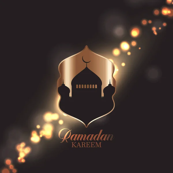 Ramadan Kareem Bakgrund Med Moskén Silhouette Bokeh Ljusdesign — Stock vektor