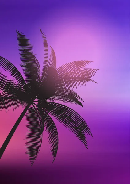 渐变日落背景上棕榈树的剪影 — 图库矢量图片
