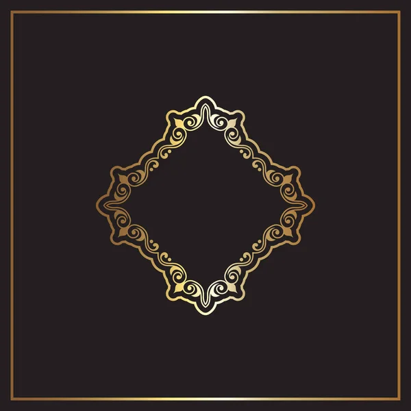 Элегантный Золотой Черный Фон Декоративной Рамкой — стоковый вектор