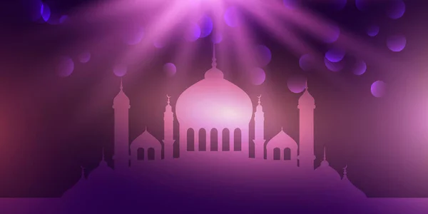 Desain Banner Eid Mubarak Abstrak Dengan Siluet Masjid - Stok Vektor