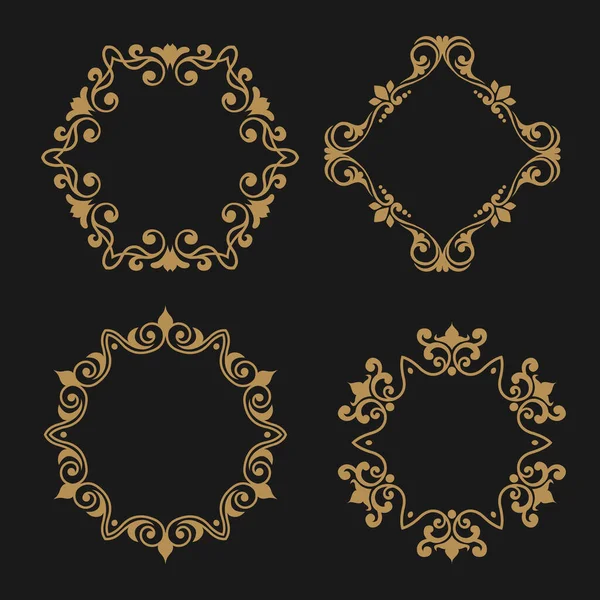 Collection Gold Decorative Frames — Stock Vector