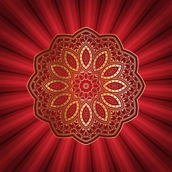 Decoratieve Gouden Mandala Ontwerp Een Achtergrond Starburst — Stockvector
