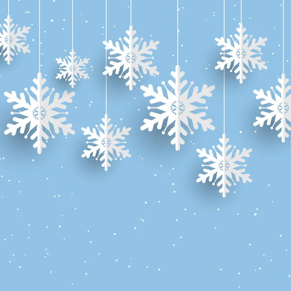 Fondo Navidad Con Diseño Copos Nieve Colgantes — Vector de stock