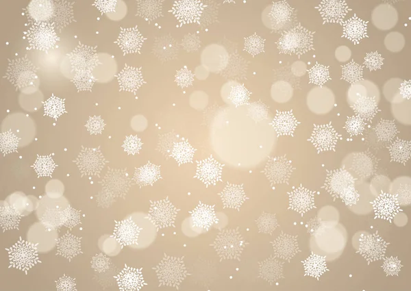 雪の結晶とボケ味のライトとクリスマスの背景 — ストックベクタ