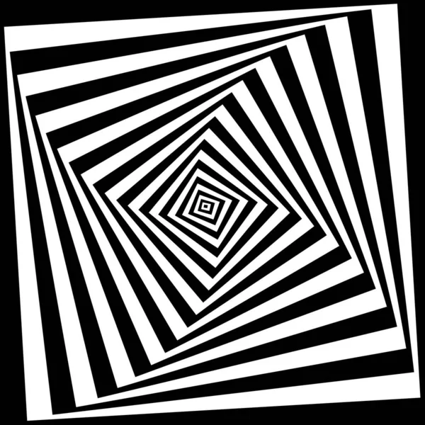 Schwarze Und Weiße Rotierende Quadrate Muster Mit Wirbeleffekt Ortikale Täuschung — Stockvektor