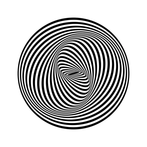 Illusion Optique Tordue Lignes Vortex Noir Blanc Modèle Torsadé Rayé — Image vectorielle