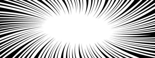 白い背景にねじれた放射状の黒い線 漫画本のページデザイン コミックの強調テンプレートを渦巻く スプラッシュ ブーム パワー バースト効果 ベクトルグラフィックイラスト — ストックベクタ