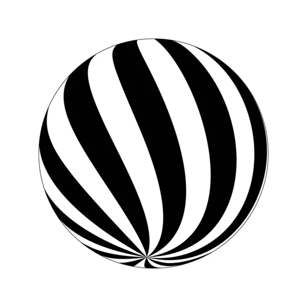 Сферическая Форма Воронковыми Черно Белыми Полосами Модель Сферы Современный Шар — стоковый вектор
