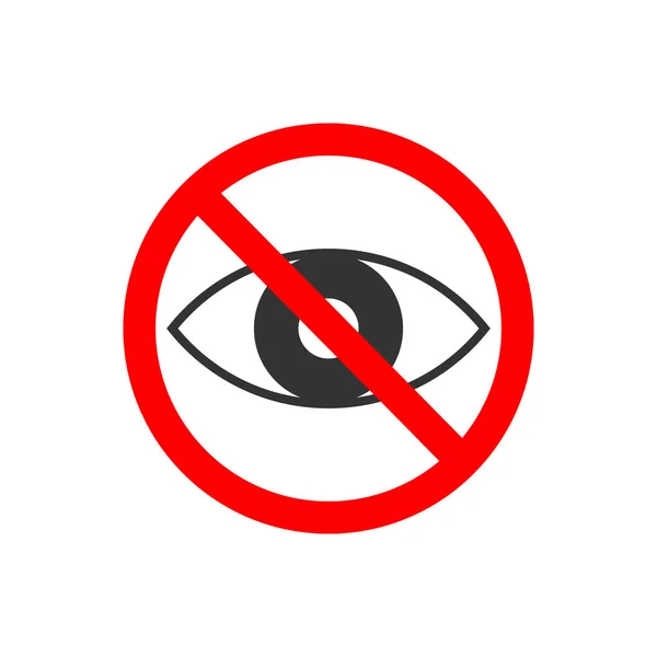 Ícone Conteúdo Sensível Olho Cruzado Por Sinal Proibido Vermelho Isolado — Vetor de Stock