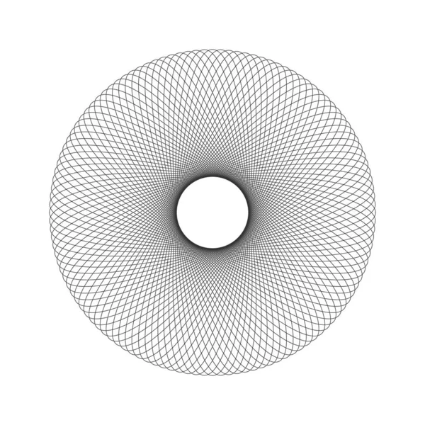 同心装饰质感 和谐对称线框元件 蜘蛛网模板 白色背景上孤立的圆形断头台形 矢量概要说明 — 图库矢量图片