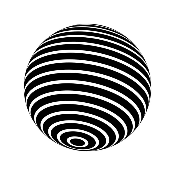 Sphère Rayée Modèle Balle Forme Sphérique Avec Des Cercles Concentriques — Image vectorielle