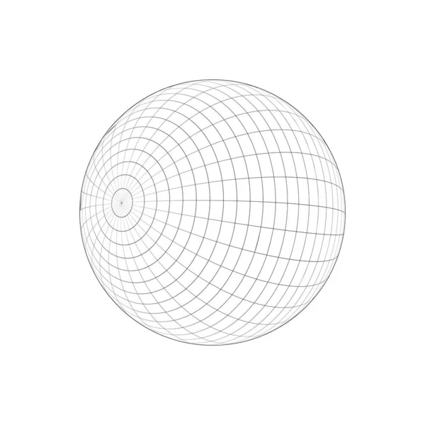 三维球面线框 轨道模型 网格球 地球是一个有着经度和纬度 平行和子午线的地球 在白色背景上被隔离 矢量概要说明 — 图库矢量图片