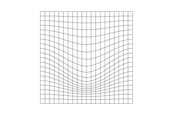 扭曲的格栅 网状翘曲纹理 具有否认效果的未来主义网 几何变形 重力现象 弯曲的晶格表面 矢量图解 — 图库矢量图片