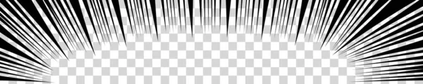 Radial Speed Black Stripes Transparent Background Manga Book Page Design — Stock Vector