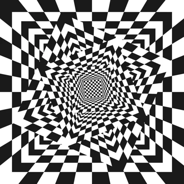 Quadratisch Angekreuzte Kästchen Rotieren Ineinander Oprical Illusion Mit Schwarz Weiß — Stockvektor