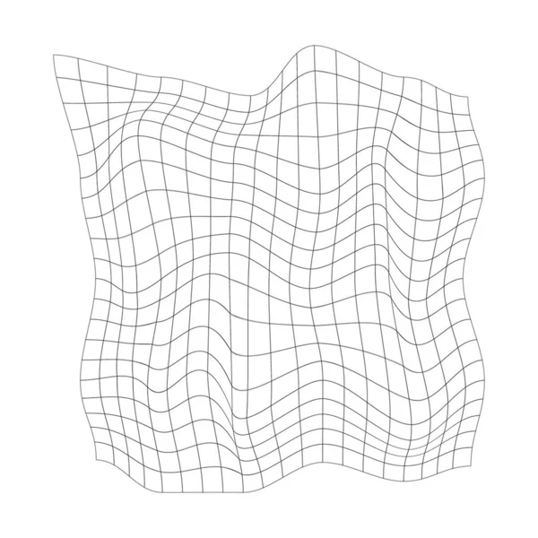 歪んだ正方形のグリッド メッシュワープテクスチャ 白い背景に孤立曲げネット 曲率格子 パターンの変形をチェック ベクトルグラフィックイラスト — ストックベクタ