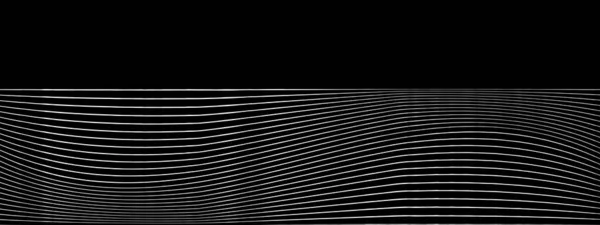 波纹图案 黑色背景上的白色绕行 山或丘陵起伏浮雕线形设计 矢量图形说明 — 图库矢量图片