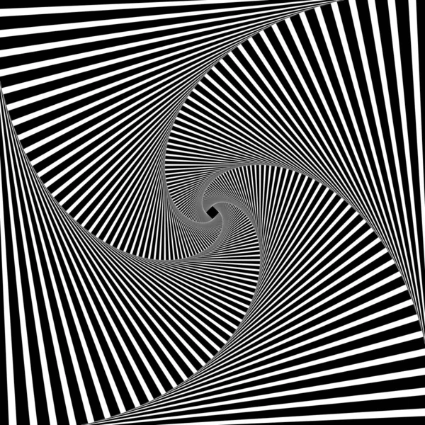 Zwart Wit Gedraaide Lijnen Patroon Met Vortex Pinwheel Visuele Effect — Stockvector