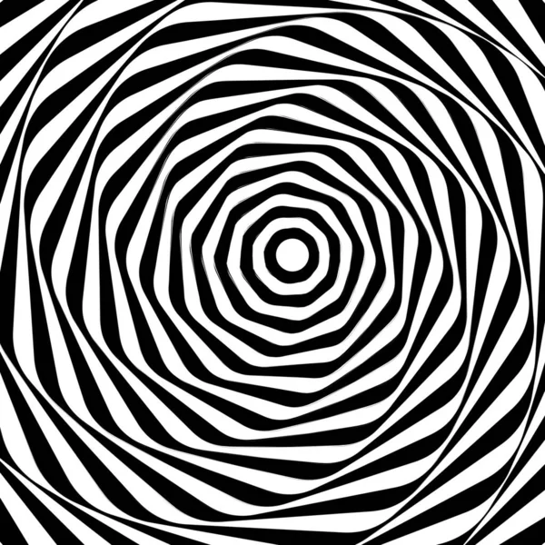 Schwarz Weiß Verwinkeltes Muster Mit Beweglicher Kaleidoskopstruktur Wirbel Windrad Visuellen — Stockvektor