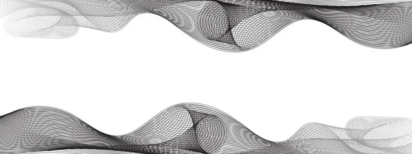 在白色背景上抽象的黑波线 曲线条纹 音乐音质 带有光学错觉设计和复制空间的横幅 矢量线形说明 — 图库矢量图片
