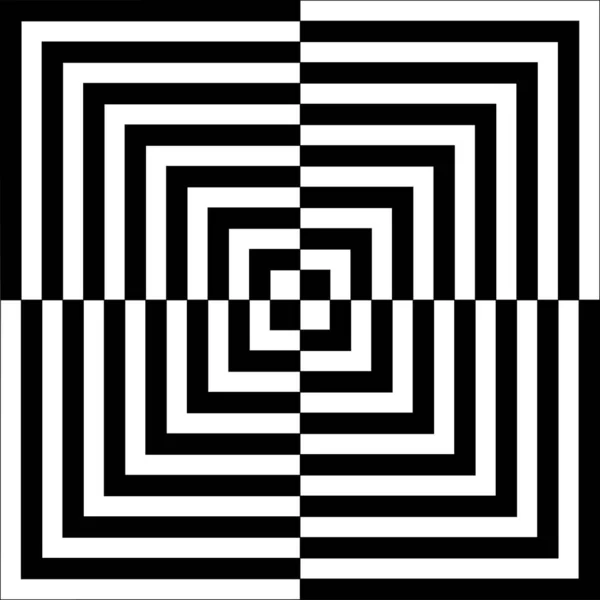 Optische Täuschung Mit Schwarzen Und Weißen Quadraten Viereck Formt Muster — Stockvektor