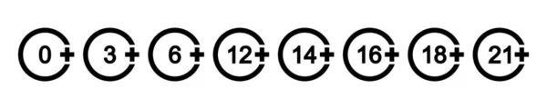 Zeitzensor Symbole Zahlen Kreis Mit Pluszeichen Auf Weißem Hintergrund Kinobesuche — Stockvektor