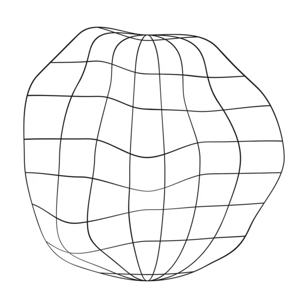 Znehodnocená Ikona Globusu Pokřivený Drátěný Rám Planety Země Izolovaný Bílém — Stockový vektor