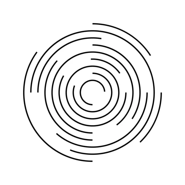 Kulatá Ikona Zvlnění Soustředné Kruhy Přerušenými Čárami Vír Sonarová Vlna — Stockový vektor