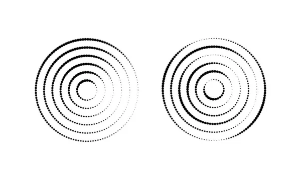 Icônes Circulaires Ondulées Cercles Concentriques Avec Lignes Pois Isolés Sur — Image vectorielle