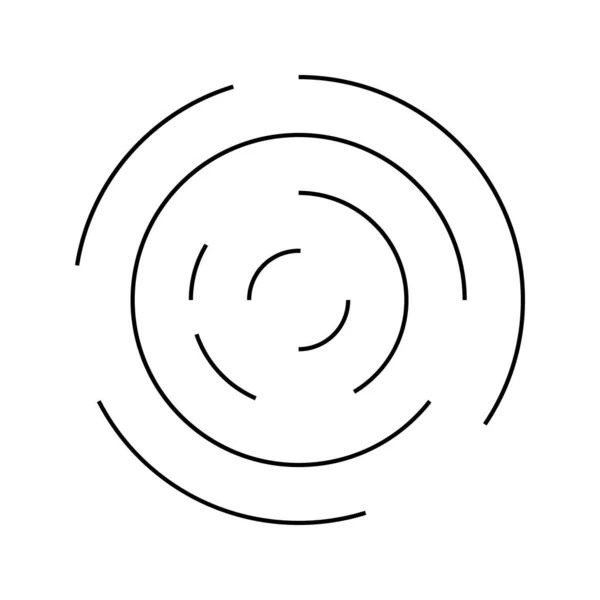 Icona Dell Ondulazione Del Cerchio Linee Concentriche Intermittenti Isolate Sfondo — Vettoriale Stock