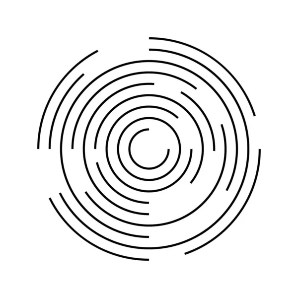 Cerchi Concentrici Con Linee Spezzate Isolate Sfondo Bianco Icona Circolare — Vettoriale Stock