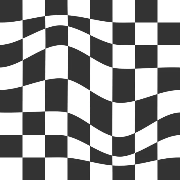 Distorted Chess Board Background Checkered Optical Illusion Psychedelic Pattern Warped — ストックベクタ