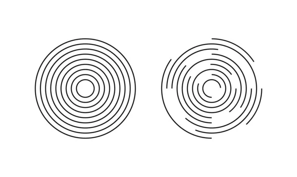 Набор Круговых Иконок Рябь Концентрические Круги Целыми Сломанными Линиями Изолированы — стоковый вектор