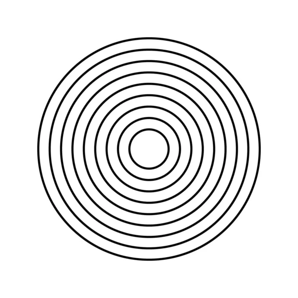 Cercles Concentriques Isolés Sur Fond Blanc Objectif Cible Onde Radar — Image vectorielle