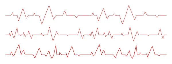 一组心跳图 心电图图分离于白色背景 心脏节律红线 有氧测试标志 心脏科医院的标志 矢量图形说明 — 图库矢量图片