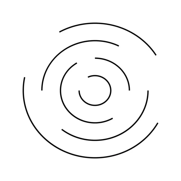 Icône Ondulation Circulaire Cercles Concentriques Avec Lignes Interrompues Vortex Sonar — Image vectorielle