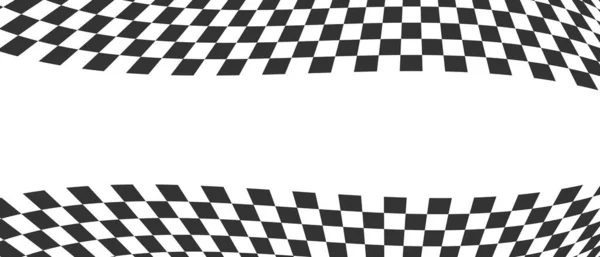 Schwingende Rennfahne Oder Schachbretthintergrund Verzerrtes Muster Aus Schwarzen Und Weißen — Stockvektor