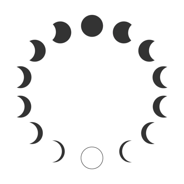 Runde Formen Des Luna Himmelsobjekts Kreis Mondphasen Mondkalender Wollen Und — Stockvektor