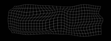 Bozulmuş balık ağı. Şebeke bozulması. Bükülmüş ağ dokusu. İnce çizgi. Kıvrımlı desenli. Eğimli kafes yüzeyi beyaz arkaplanda izole edilmiş. Vektör grafik illüstrasyonu