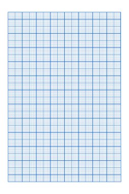 Blue grid texture of vertical notebook page. Checkered sheet template for math education, office work, memos, drafting, plotting, engineering or architecting measuring, cutting mat Vector illustration clipart