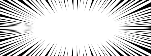 Schwarze Linien Mit Radialer Geschwindigkeit Auf Weißem Hintergrund Manga Buchseiten — Stockvektor