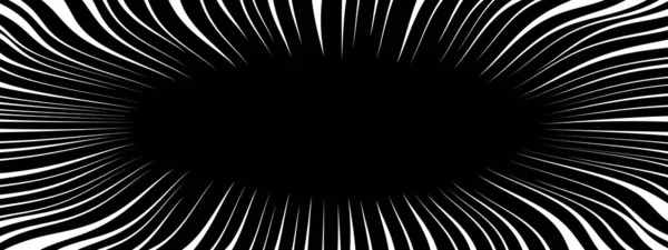 Verwirbelte Radiale Weiße Linien Auf Schwarzem Hintergrund Verdrehte Komische Aufmerksamkeitsvorlage — Stockvektor
