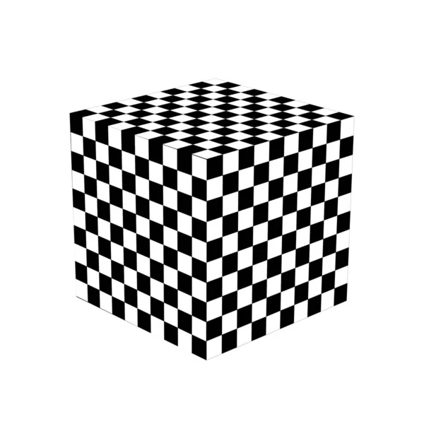 Клетчатый Куб Изолирован Белом Фоне Изометрическая Коробка Клетчатым Рисунком Квадратная — стоковый вектор