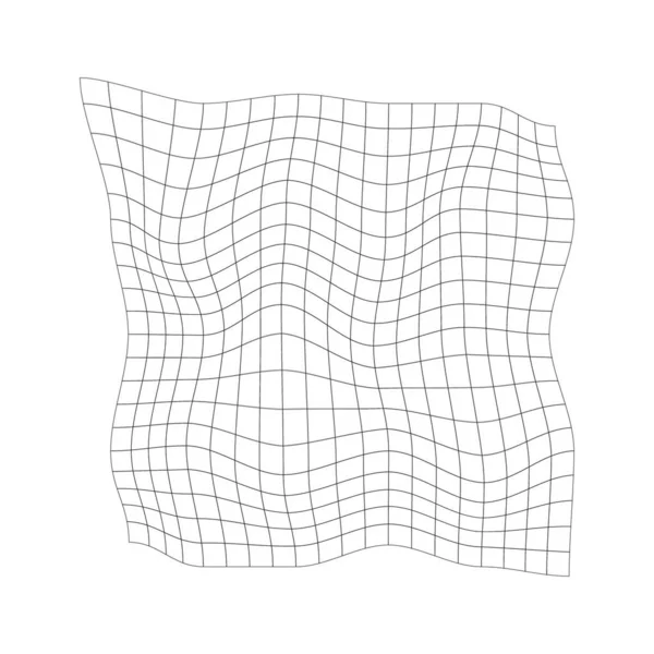 グリッドの質感が歪んでいます 未来的なメッシュを反り返ります 曲率効果のあるネット 焼結パターンの変形 白い背景に孤立した曲線格子面 ベクトル図 イラスト — ストックベクタ